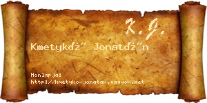 Kmetykó Jonatán névjegykártya